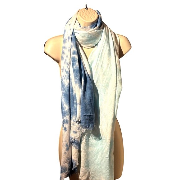 Steve Madden Two-Tone Tie-Dyed Scarf, OS, Blue - Picture 5 of 11
